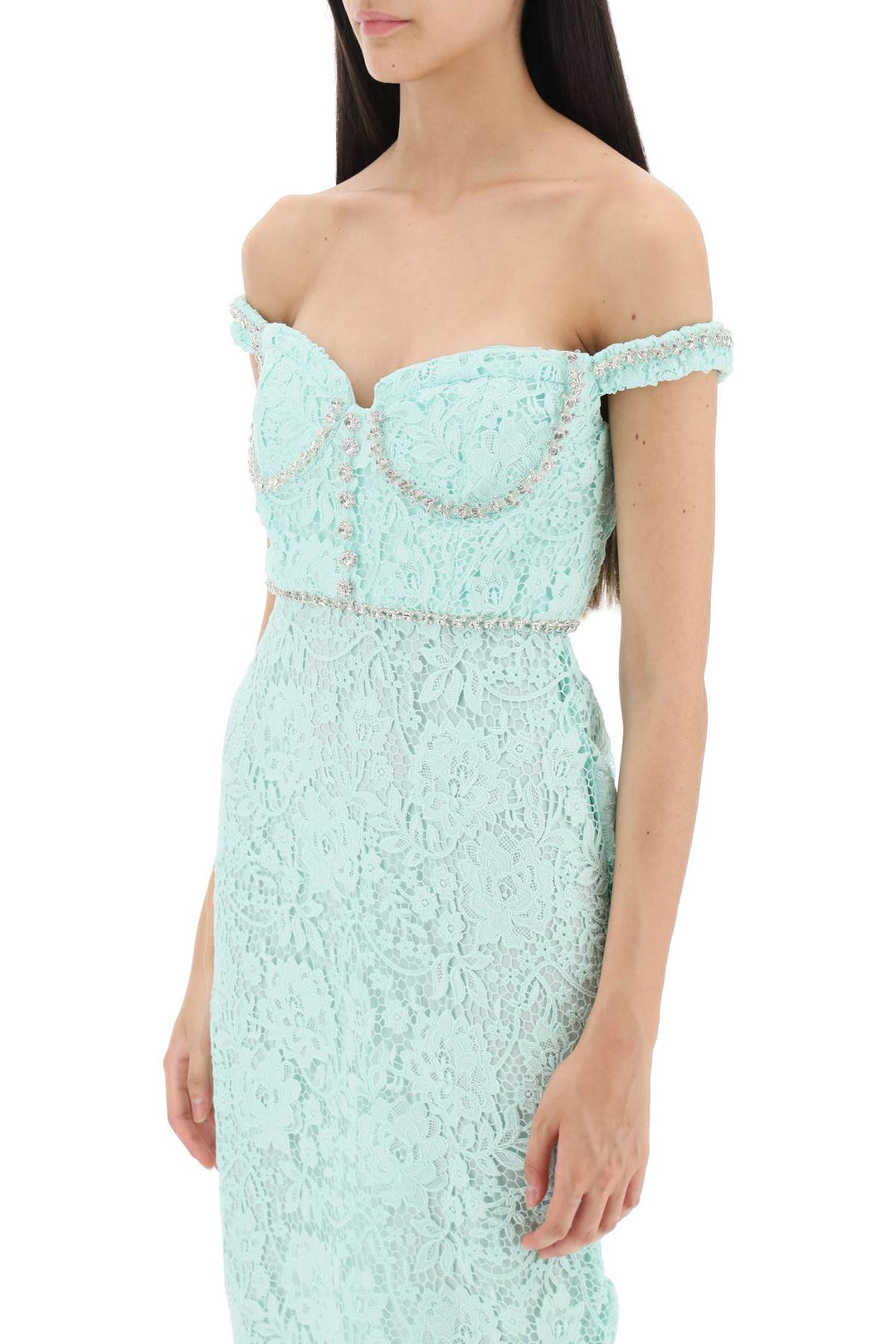 midi dress in floral lace with crystals-3
