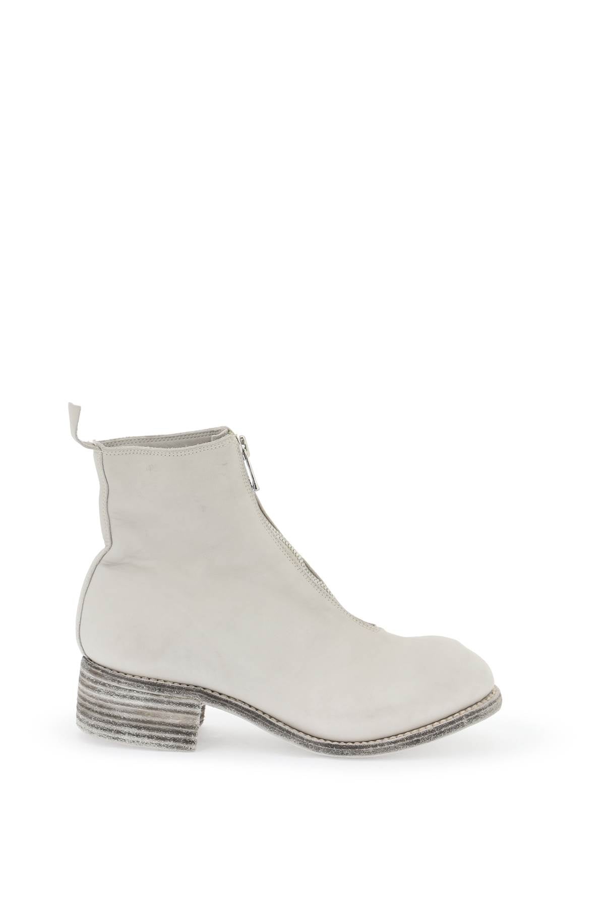 front zip leather ankle boots-0
