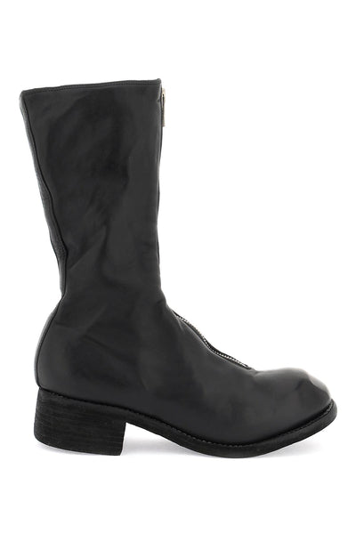 front zip leather boots-0