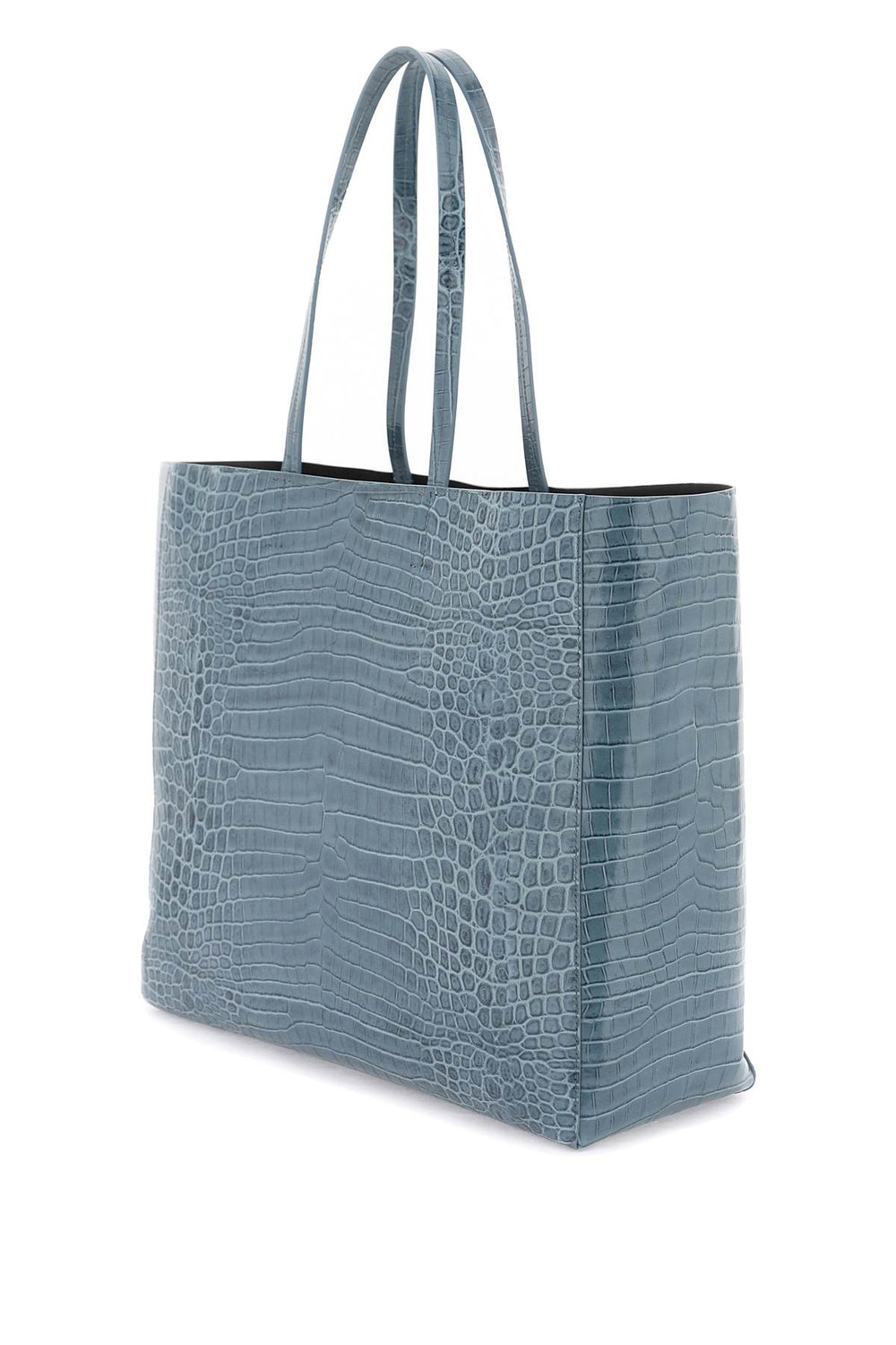 croco-embossed leather shopping bag-1