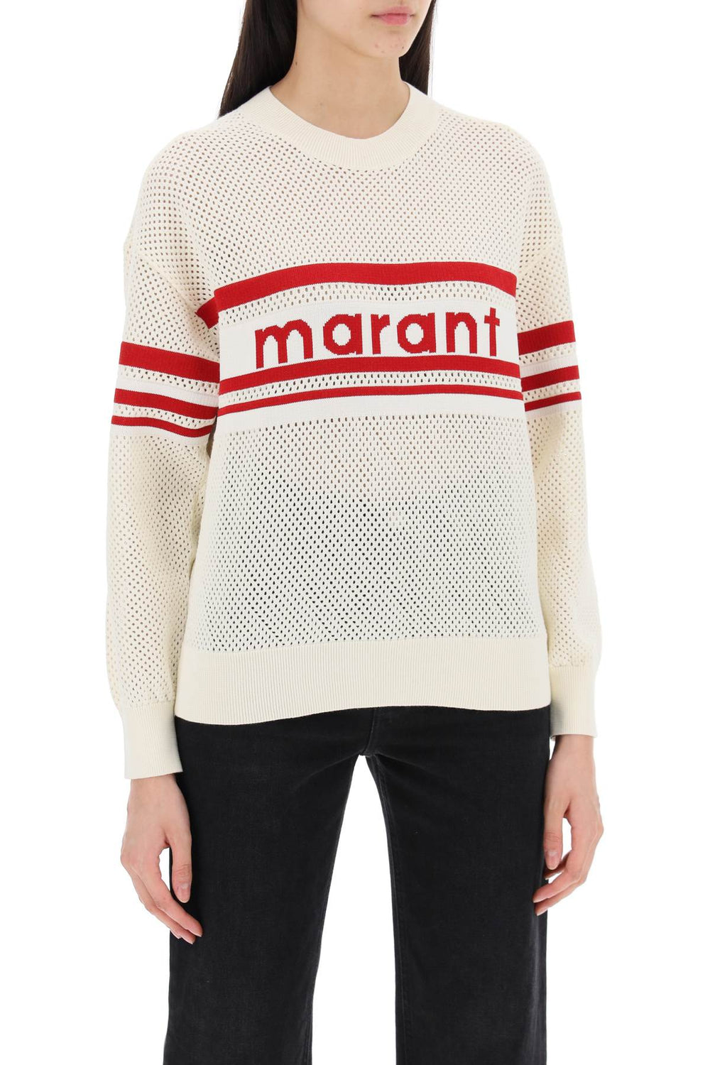 "arwen logo perforated knit pullover-1