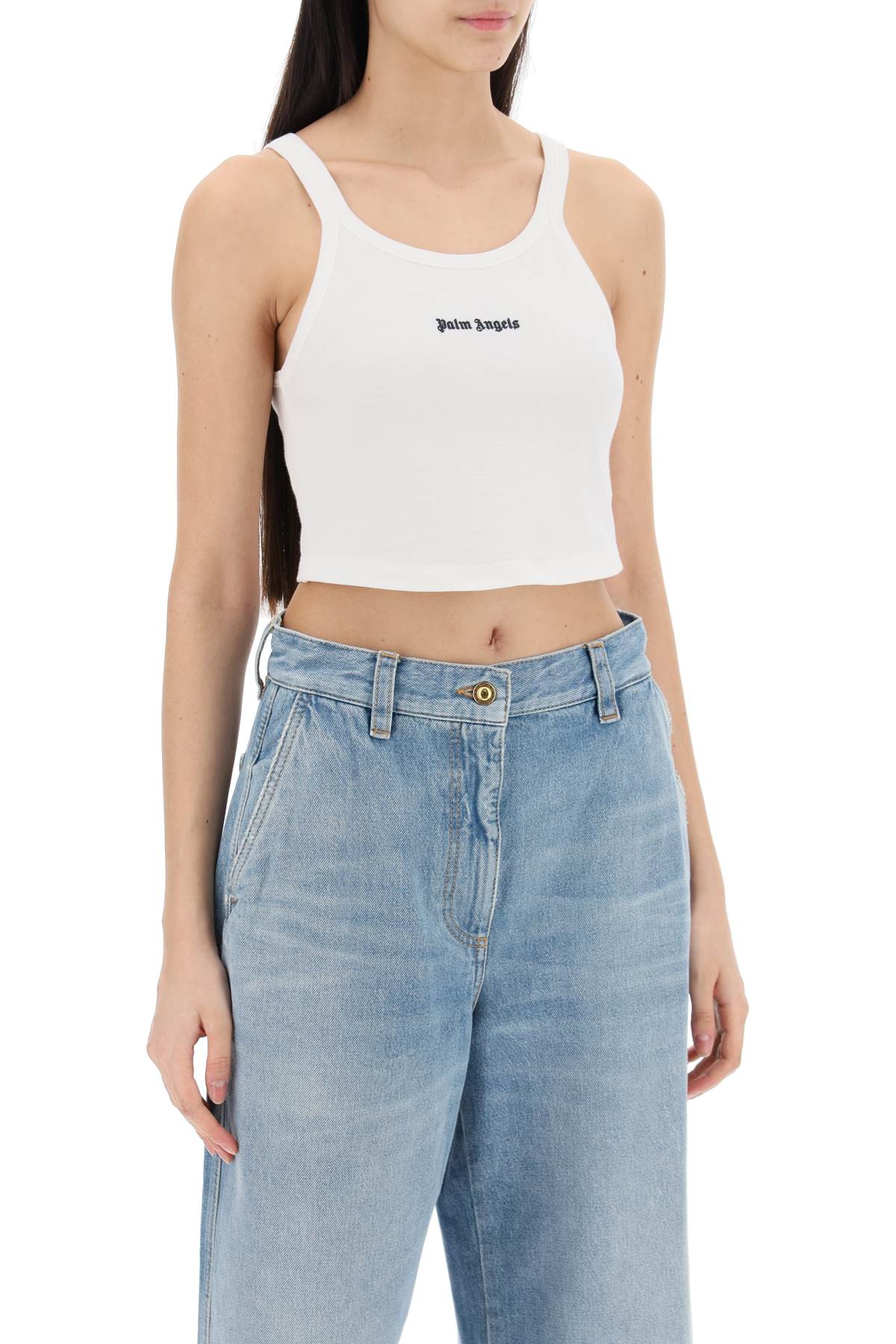 Palm angels embroidered logo crop top with-1