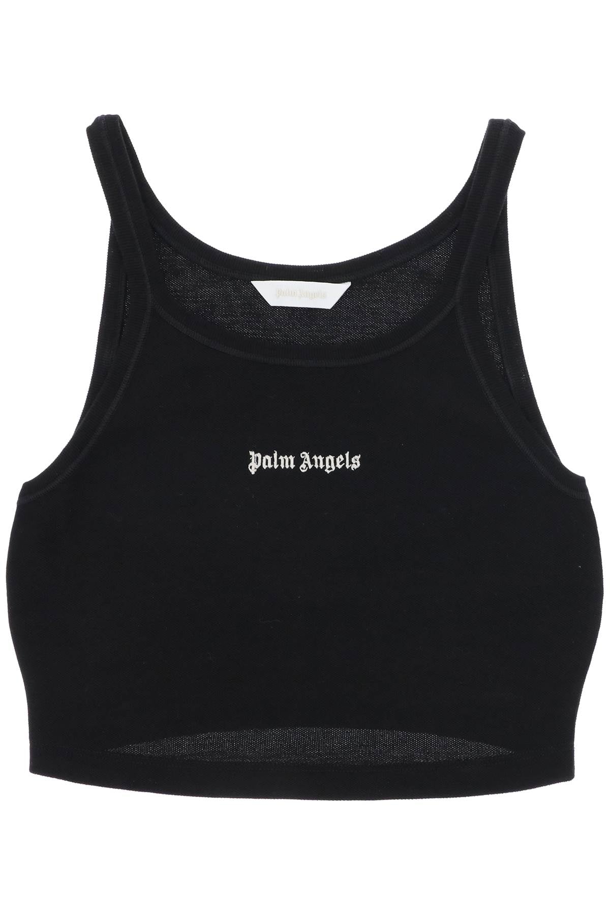 Palm angels embroidered logo crop top with-0