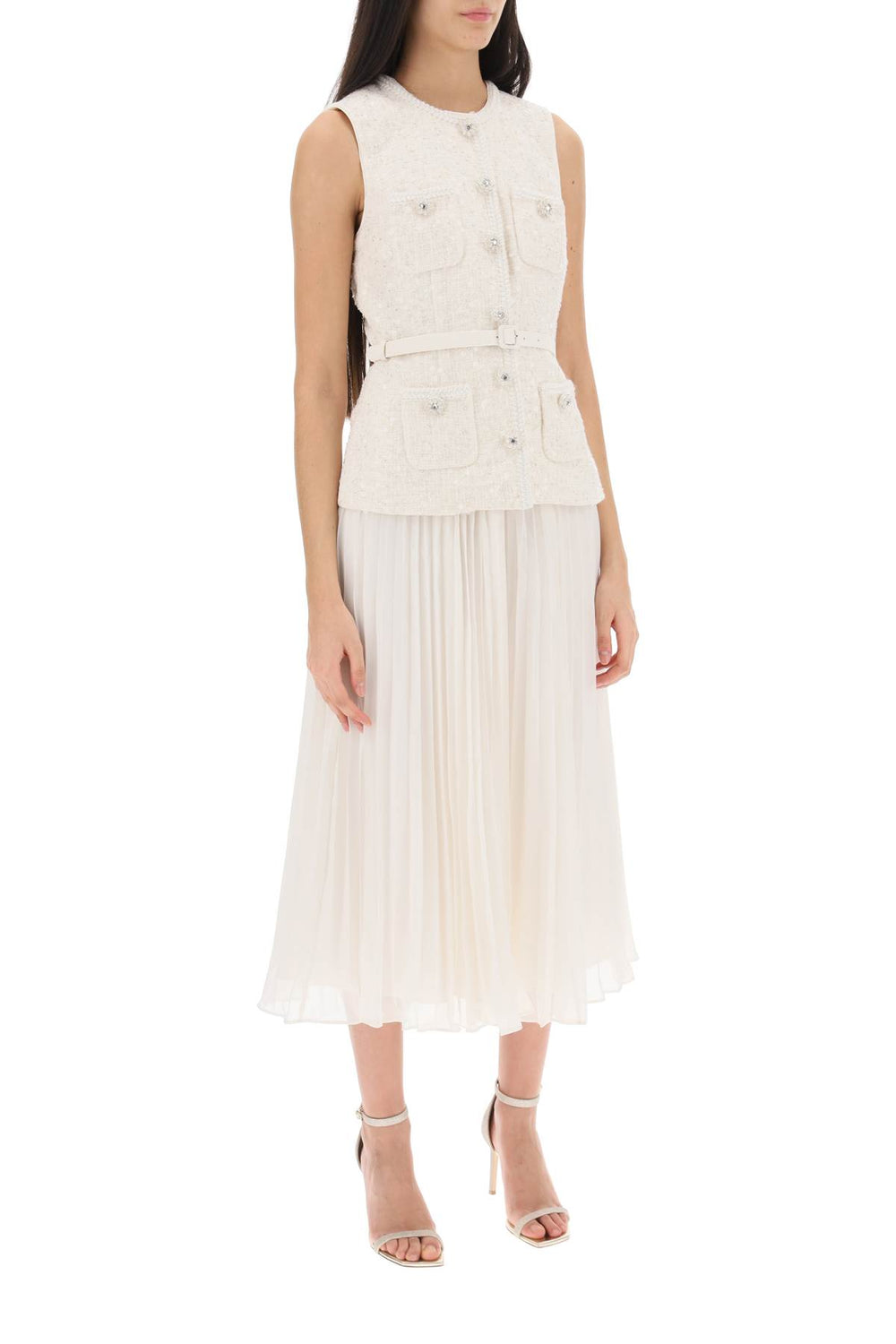 midi peplum dress with pleated skirt-1