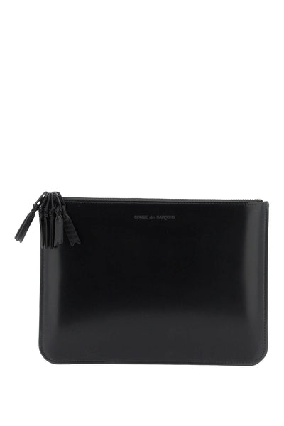 Comme des garcons wallet brushed leather multi-zip pouch with-0