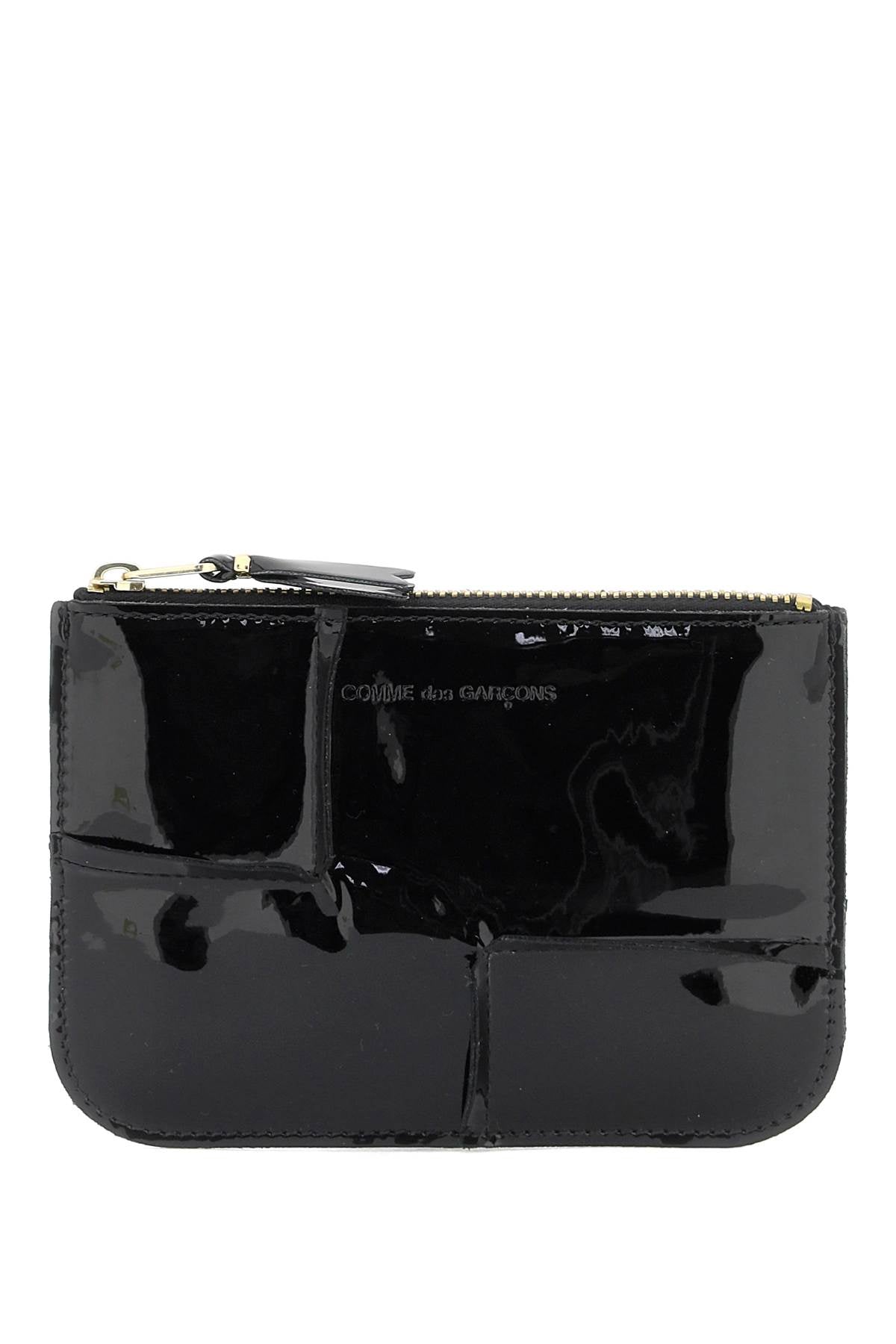 Comme des garcons wallet zip around patent leather wallet with zipper-0