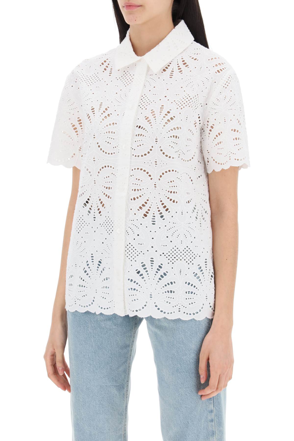 short-sleeved sangallo lace shirt-3