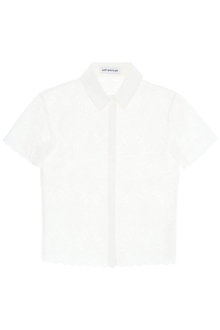 short-sleeved sangallo lace shirt-0