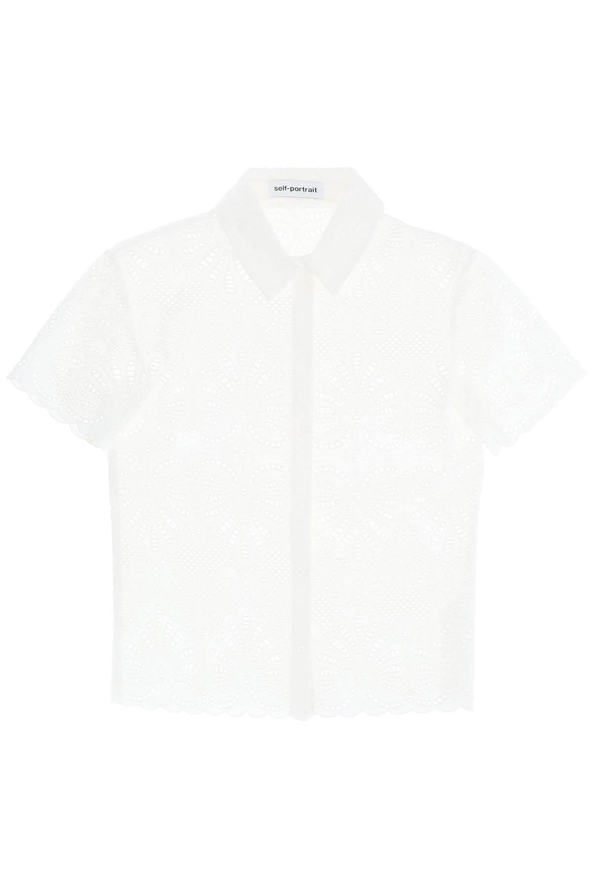 short-sleeved sangallo lace shirt-0