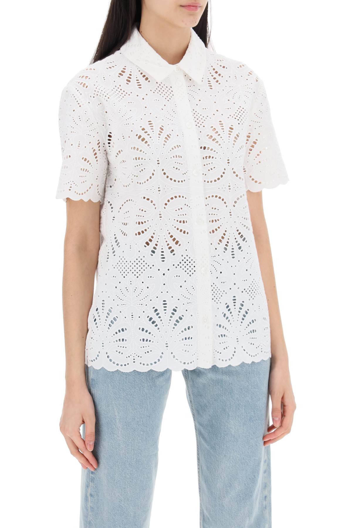 short-sleeved sangallo lace shirt-1