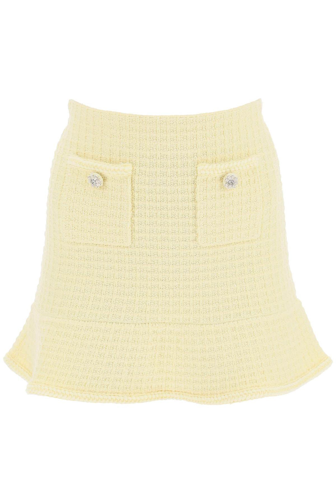 "knitted mini skirt with jewel buttons-0