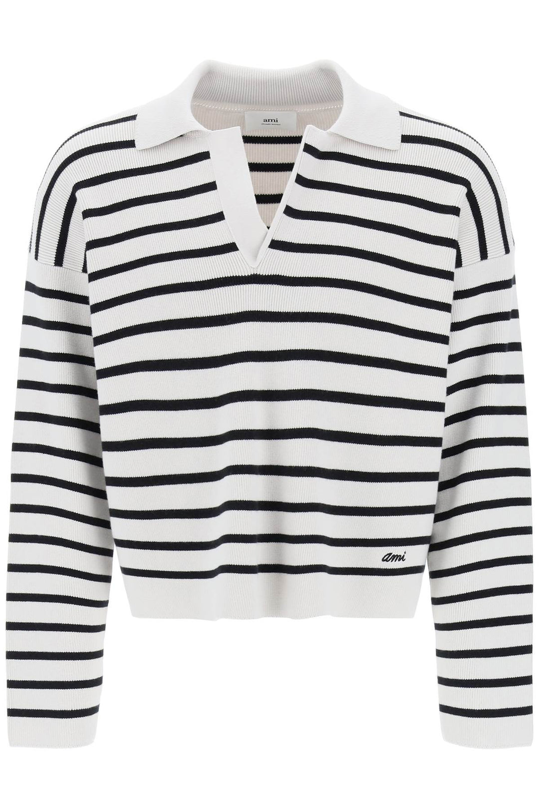 Ami paris striped v-neck magic pullover sweater.-0