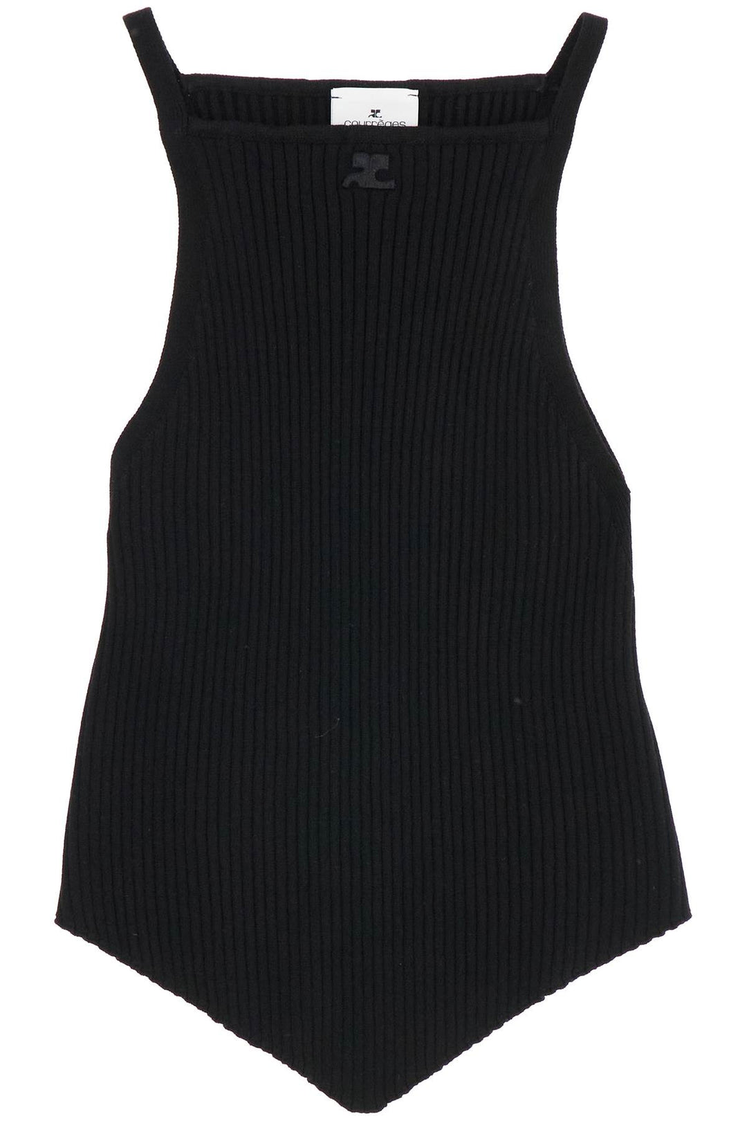 "ribbed knit tank top with pointed hem-0