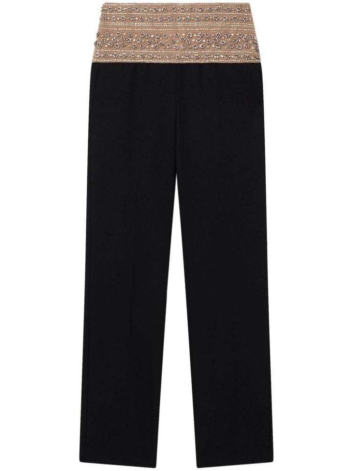 crystal-embellished wool trousers-0