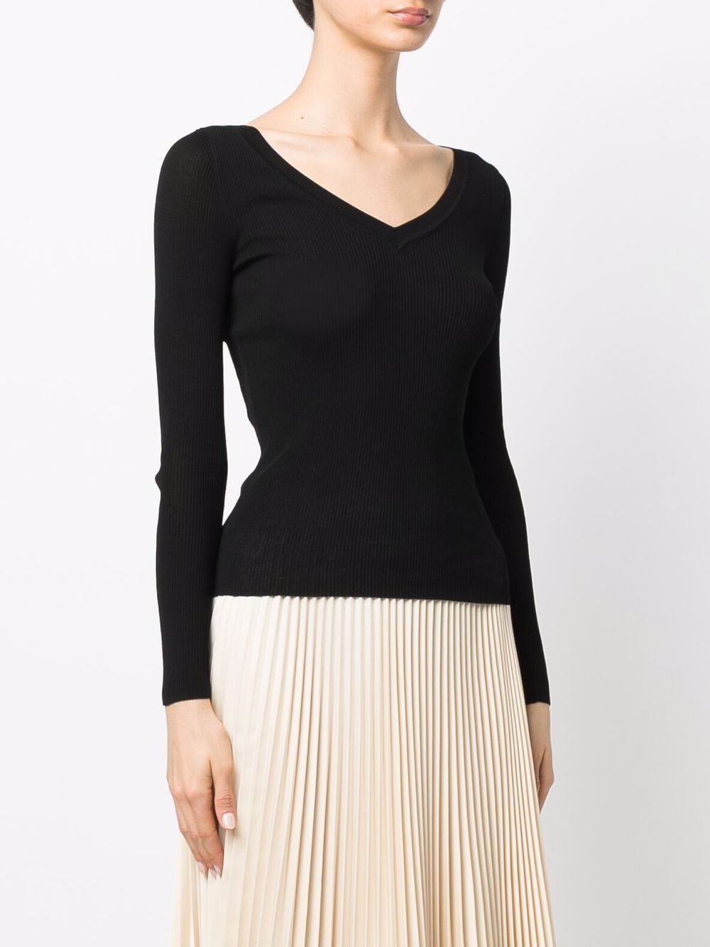 V-neck ribbed-knit top-14