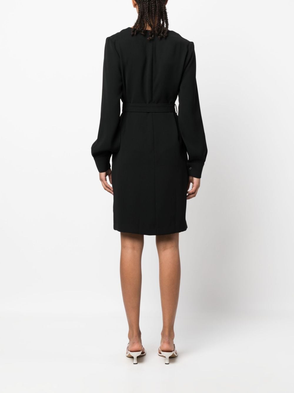 PAROSH belted V-neck minidress-5