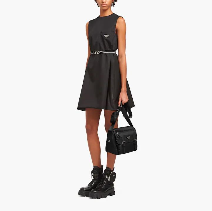 Re-Nylon triangle logo-plaque shoulder bag-1