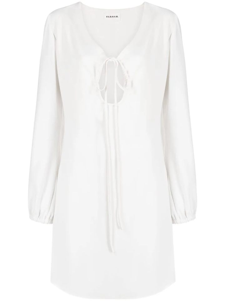 PAROSH Abito V-neck keyhole dress-0