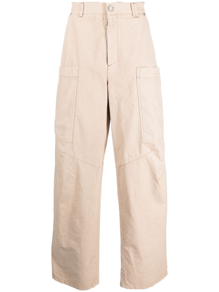 PALM ANGELS wide-leg cotton cargo trousers-0
