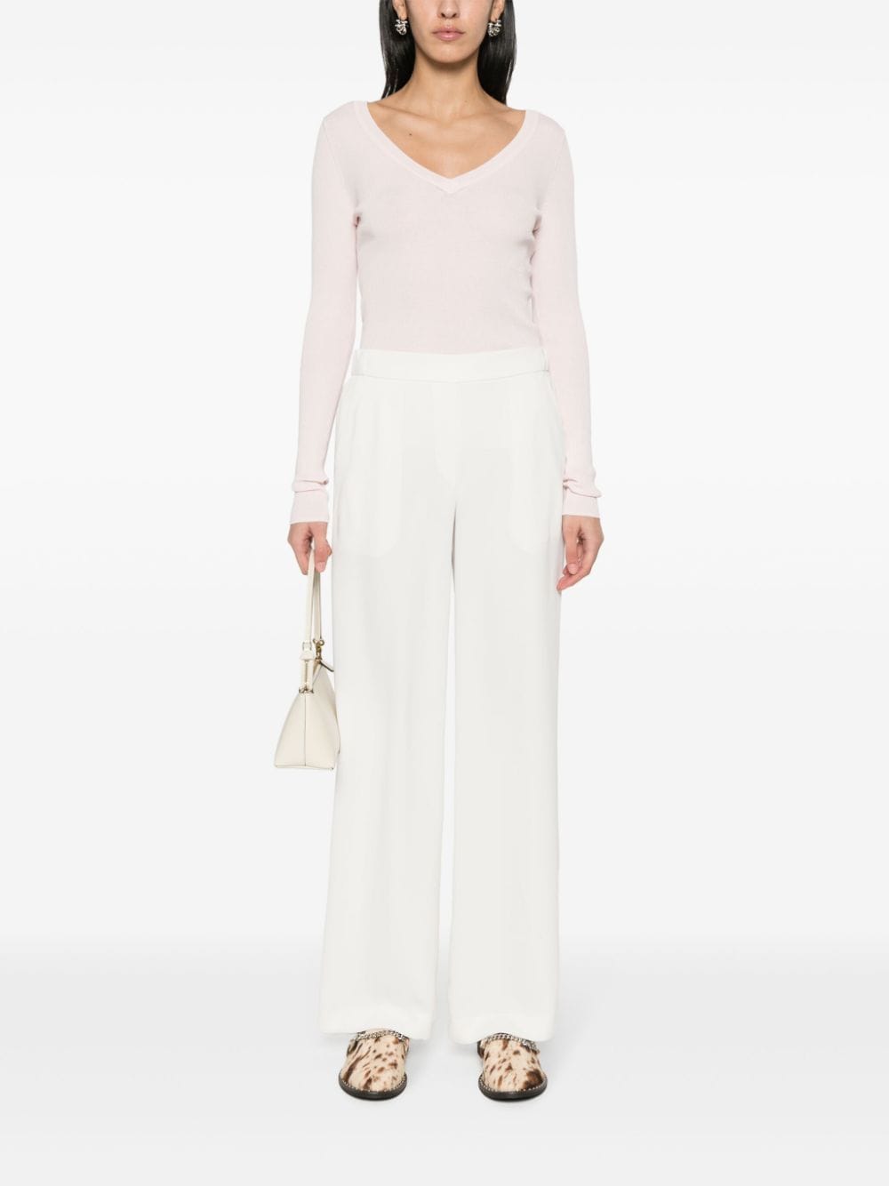 V-neck ribbed-knit top-11