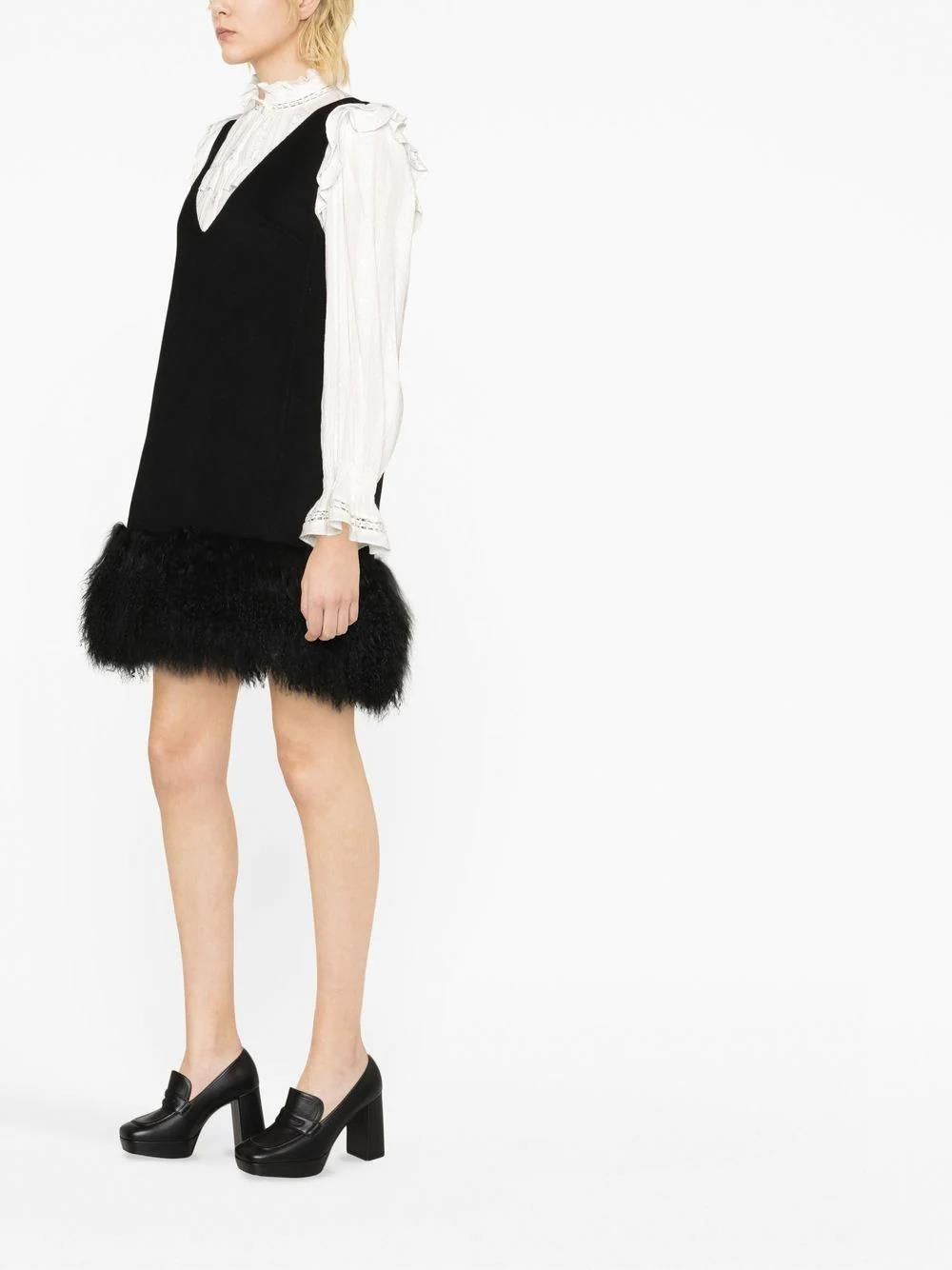 PAROSH shearling-hem minidress-3