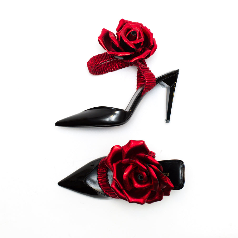 SAINT LAURENT pointed flower pumps-5