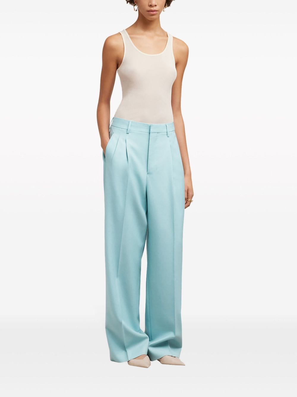 U-neck semi-sheer tank top-2