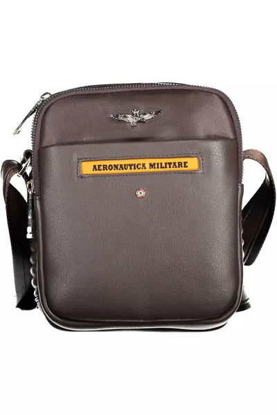 Aeronautica Militare Elegant Brown Shoulder Bag with Contrasting Details