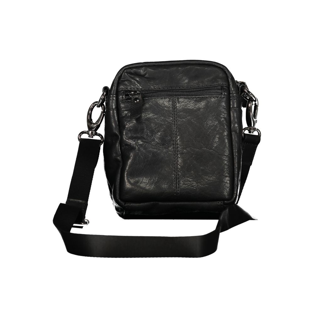 Aeronautica Militare Sleek Black Leather Shoulder Bag