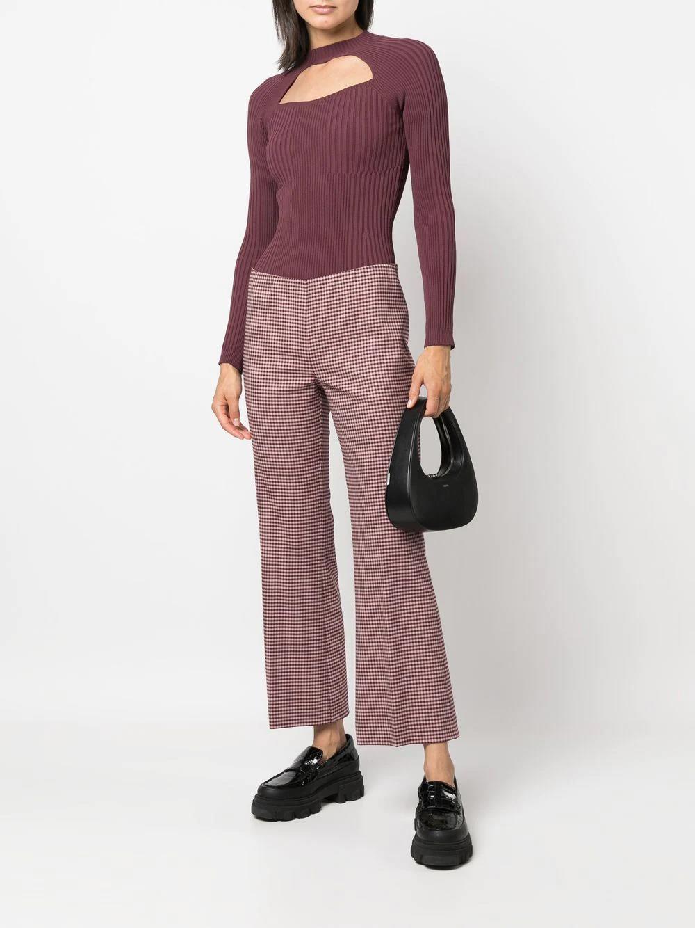 PAROSH houndstooth flared trousers-1