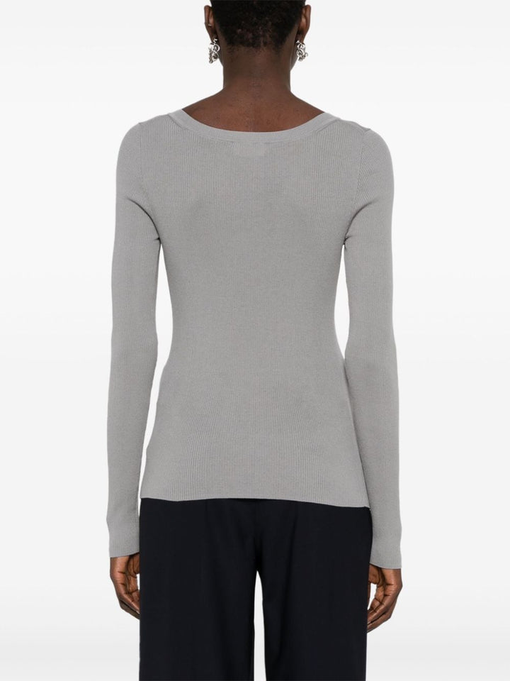 V-neck ribbed-knit top-15