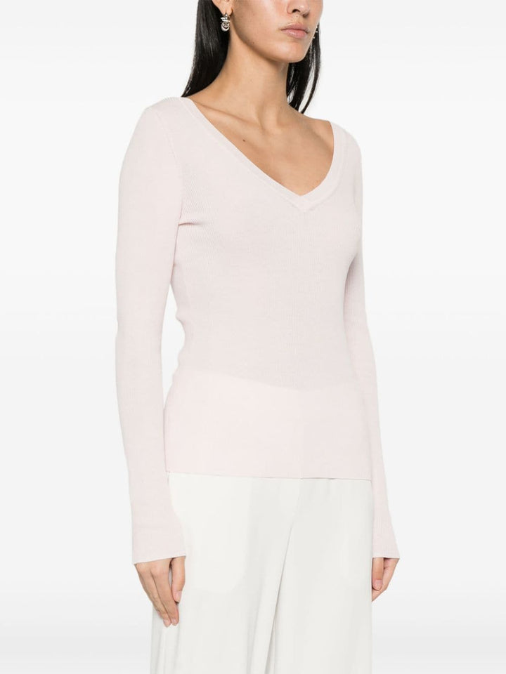 V-neck ribbed-knit top-17