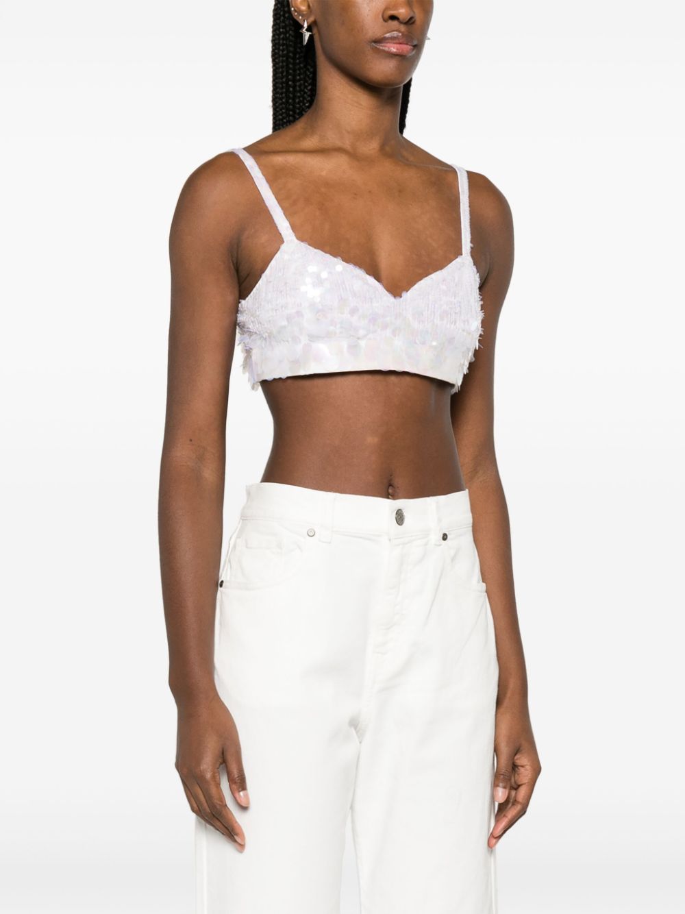 iridescent sequin cropped top-8