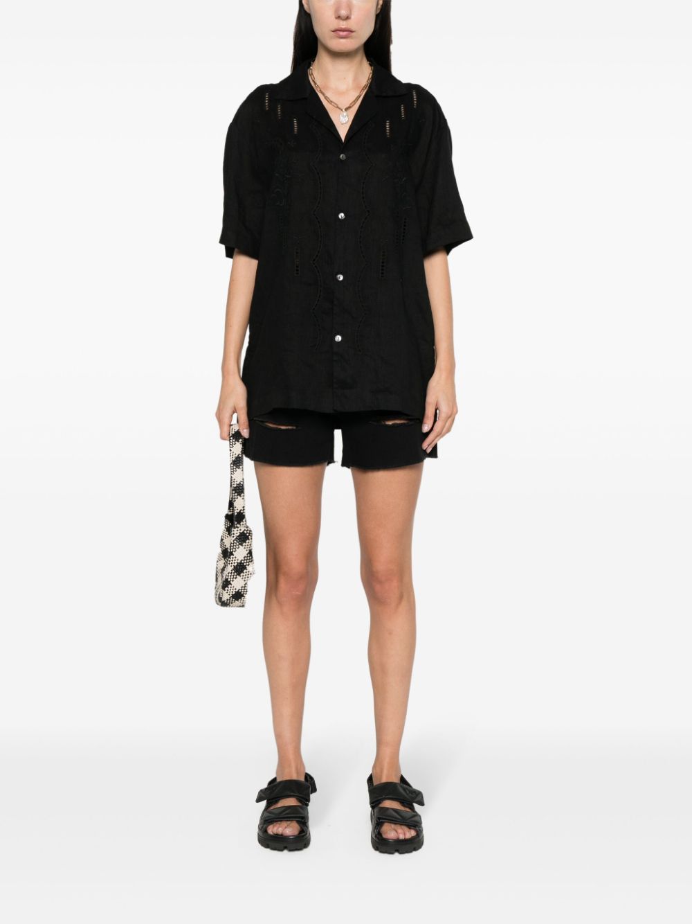 floral-embroidery linen shirt-3