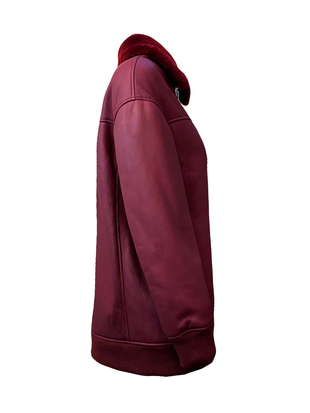 LA ROSE bomber lungo MU in pelle montone bordeaux-1
