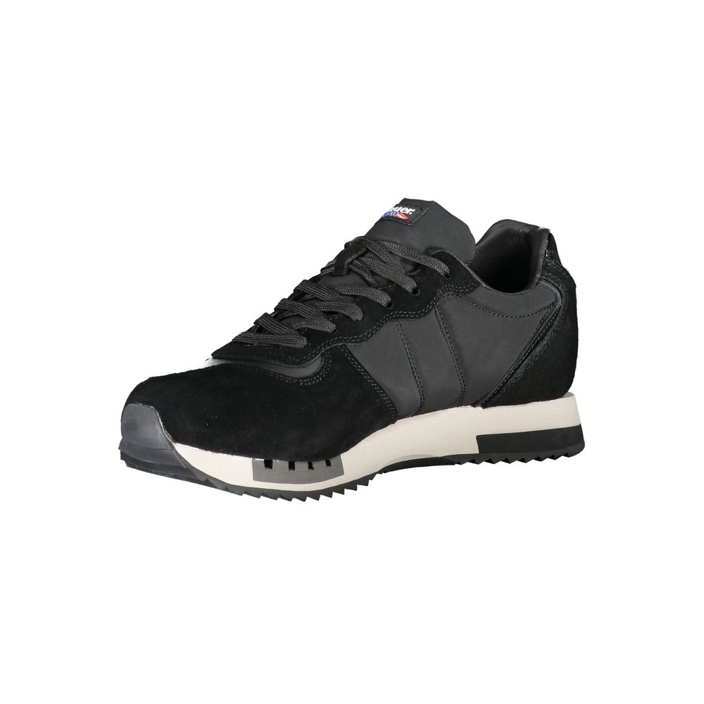 Blauer Chic Black Lace-up Sneakers with Contrast Detail