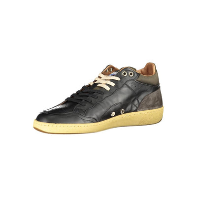 Blauer Sleek Black Lace-Up Sneakers with Contrast Details