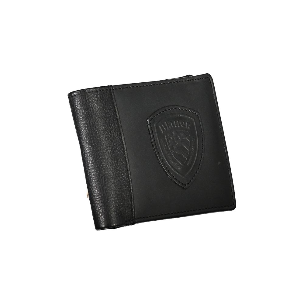 Blauer Elegant Black Leather Wallet with Contrast Details