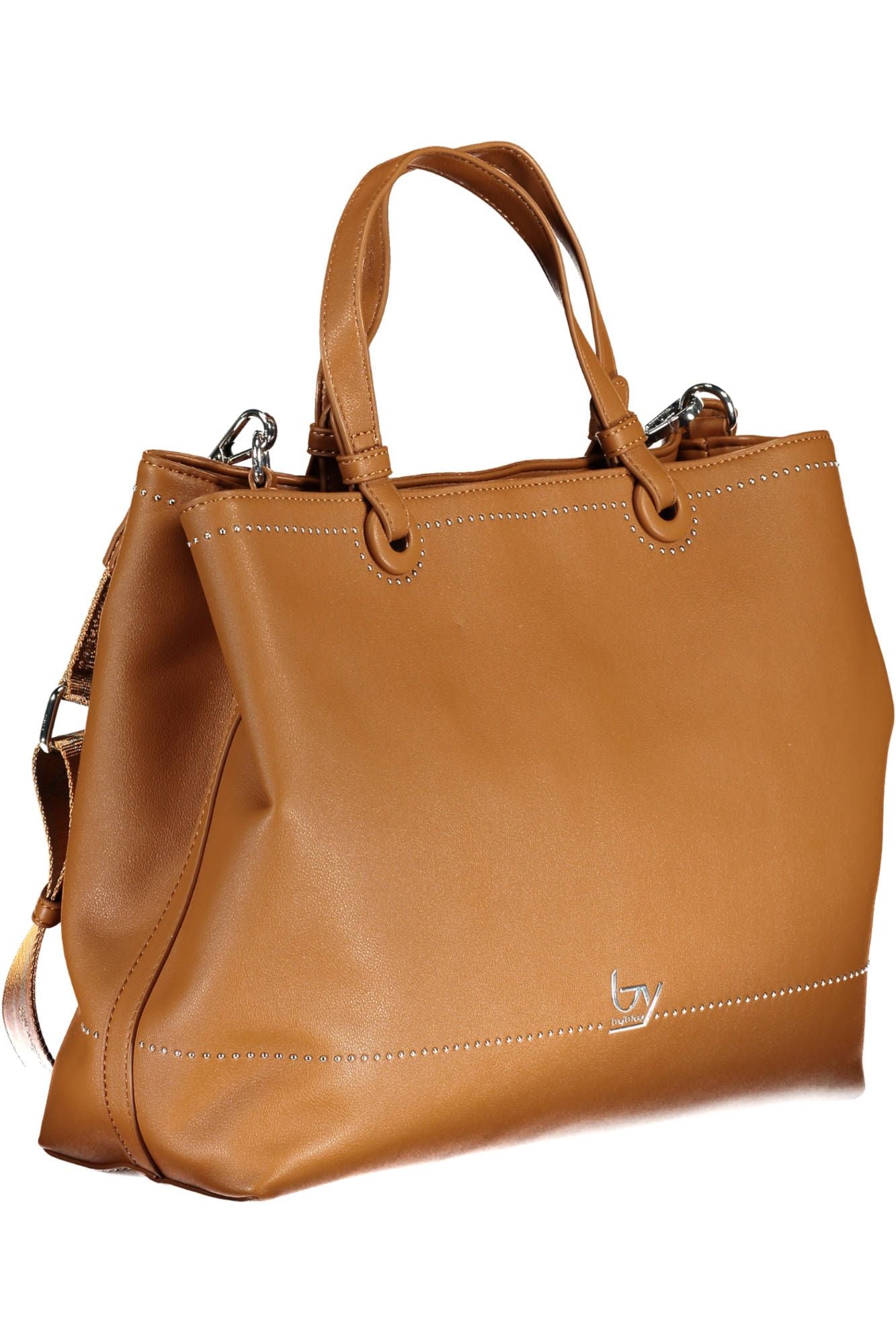 Byblos Elegant Two-Tone Brown Handbag with Logo Detail
