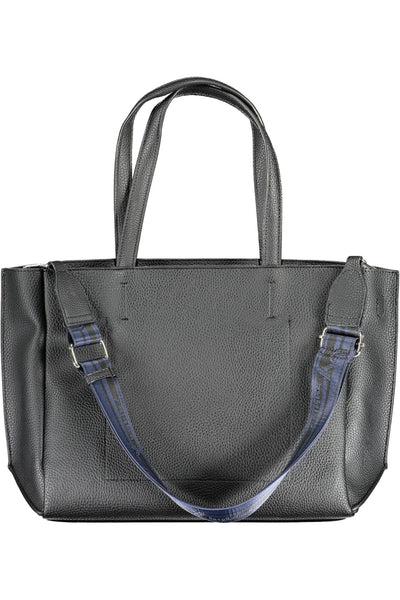 Byblos Chic Black Dual-Handle Printed Handbag