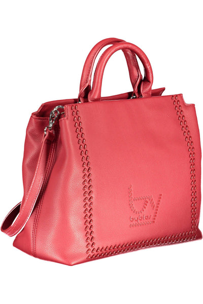 Byblos Elegant Red Two-Compartment Handbag with Logo Detail