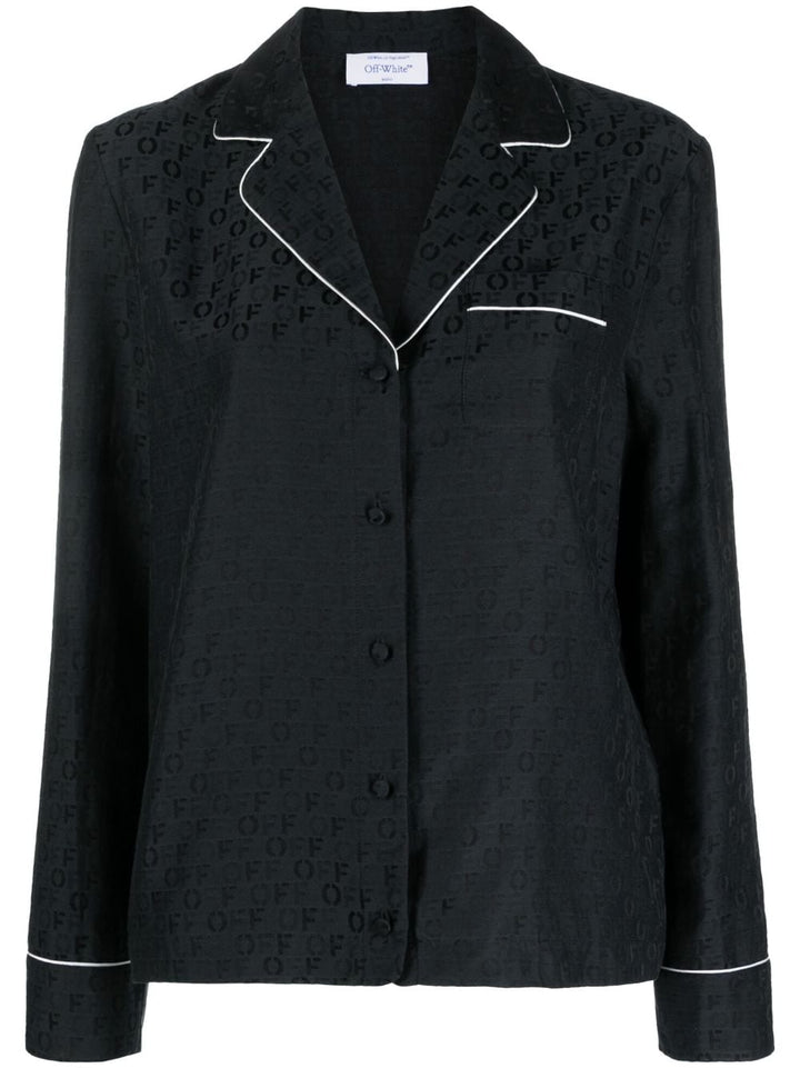 OFF WHITE logo-jacquard satin pyjama shirt-0