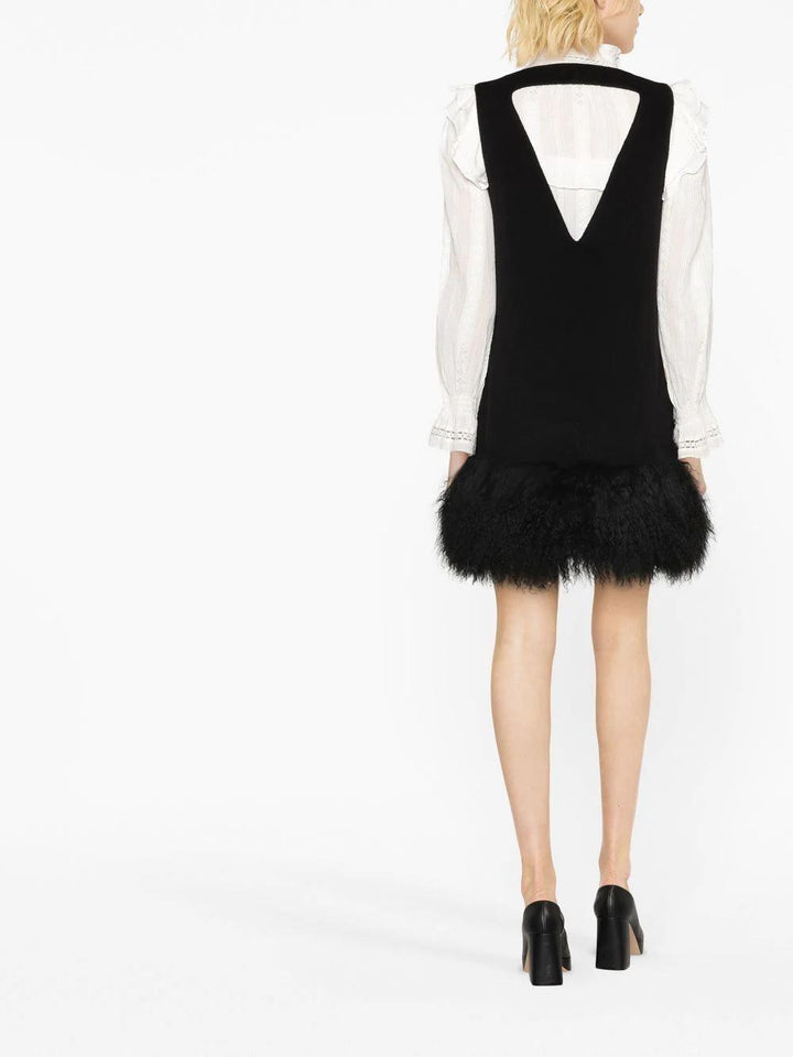 PAROSH shearling-hem minidress-2