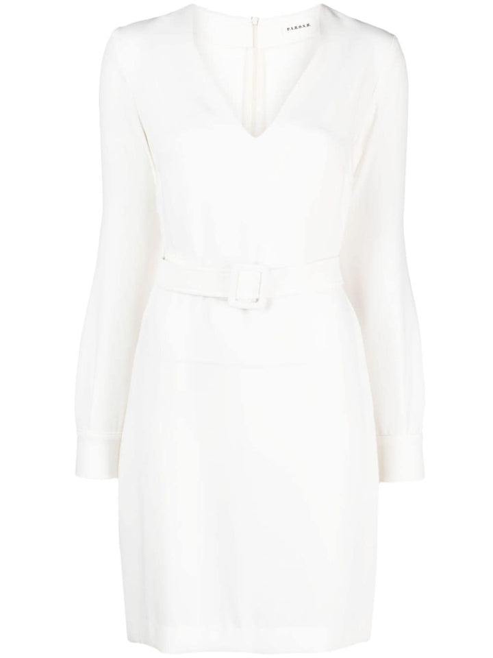 PAROSH belted V-neck minidress-0