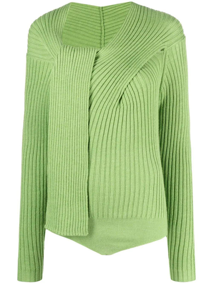 MSGM ribbed-knit knot-detail top-0