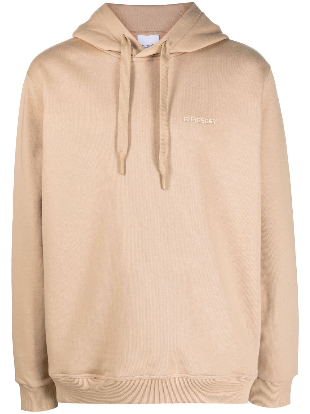 BURBERRY logo-embroidered cotton hoodie-0