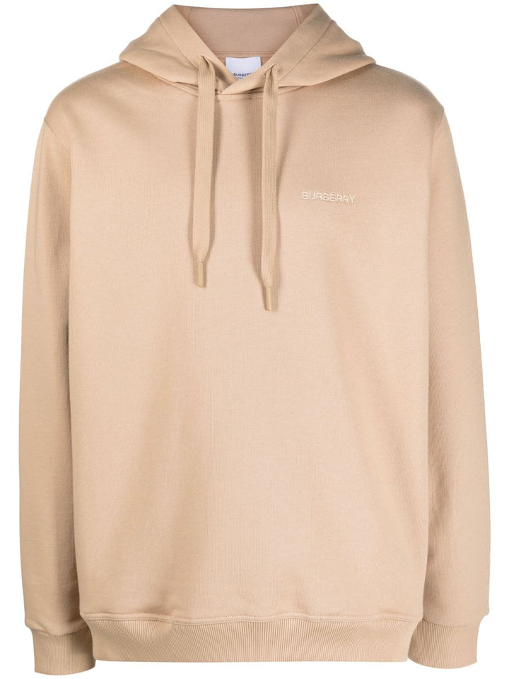 BURBERRY logo-embroidered cotton hoodie-0