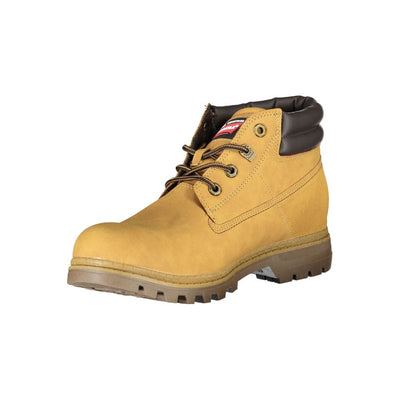 Carrera Chic Yellow Lace-Up Boots with Contrast Details