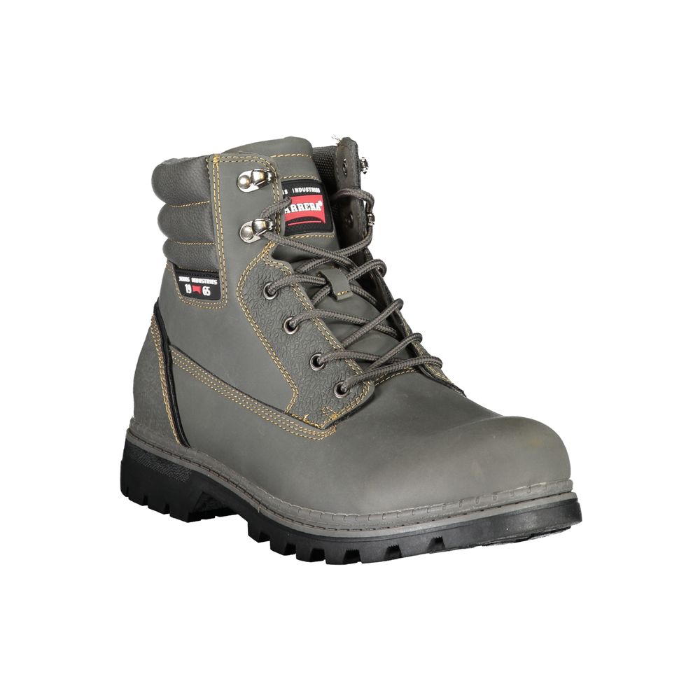 Carrera Chic Gray Lace-Up Boots with Contrast Details
