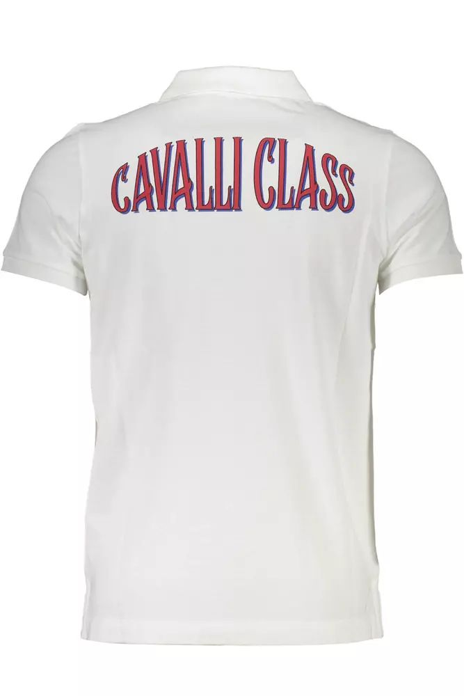 Cavalli Class White Cotton Polo Shirt